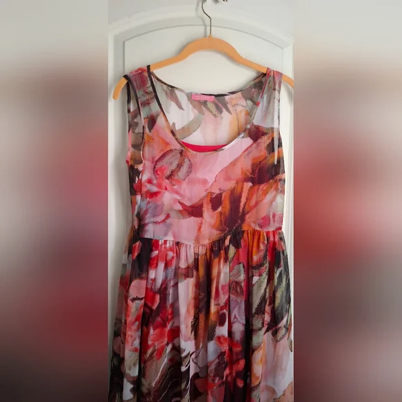 Isaac mizrahi floral colorfull maxidrees sz M aprox cocktail party barbiecore - Picture 7 of 11